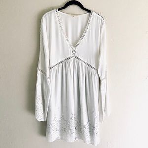long sleeve white eyelet dress